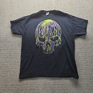 Skull Shirt Mens Extra Large Dripping Paint Halloween Black
